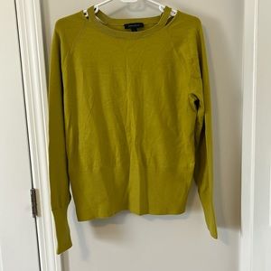 Ann Taylor mustard crew neck with with cut outs in size Large